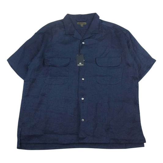 Nigel Cabourn ナイジェルケーボン 8044-00-11000 LINEN TWILL OPEN COLLAR SHIRT リネン ツイル オープン カラー 半袖 シャツ ネイビー系 54【美品】【中古】