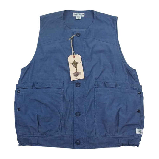 SASAFRAS ササフラス SF-231990 Overgrown Hiker Vest T/C Summer Cord オーバーグロウン ハイカー ベスト サマー コーデュロイ ピケ ブルー系 XL【新古品】【未使用】【中古】
