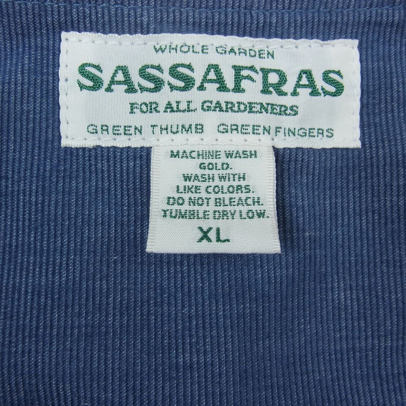 SASAFRAS ササフラス SF-231990 Overgrown Hiker Vest T/C Summer Cord オーバーグロウン ハイカー ベスト サマー コーデュロイ ピケ ブルー系 XL【新古品】【未使用】【中古】