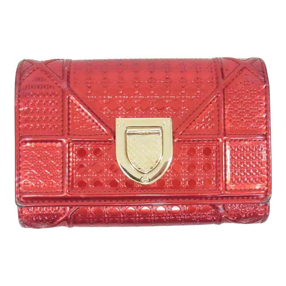 Dior ディオール ディオラマ パテント ウォレット 財布 レッド系【中古】