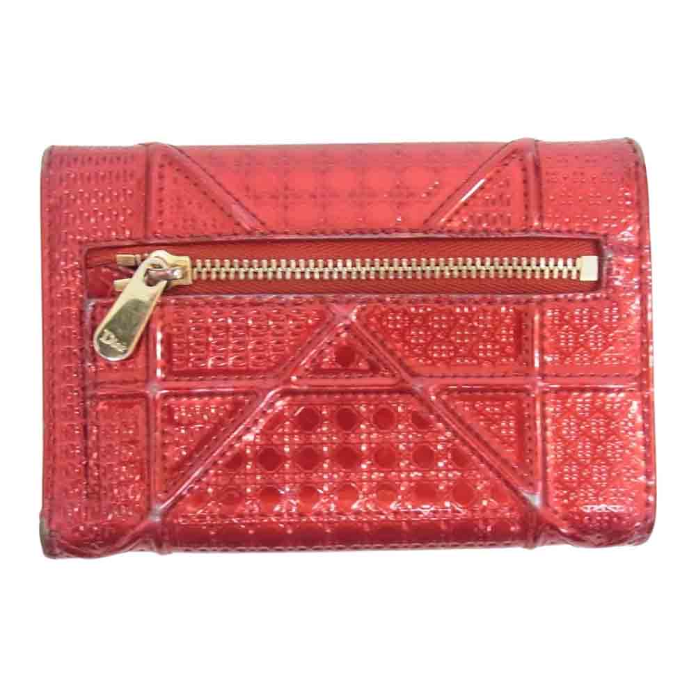 Dior ディオール ディオラマ パテント ウォレット 財布 レッド系【中古】