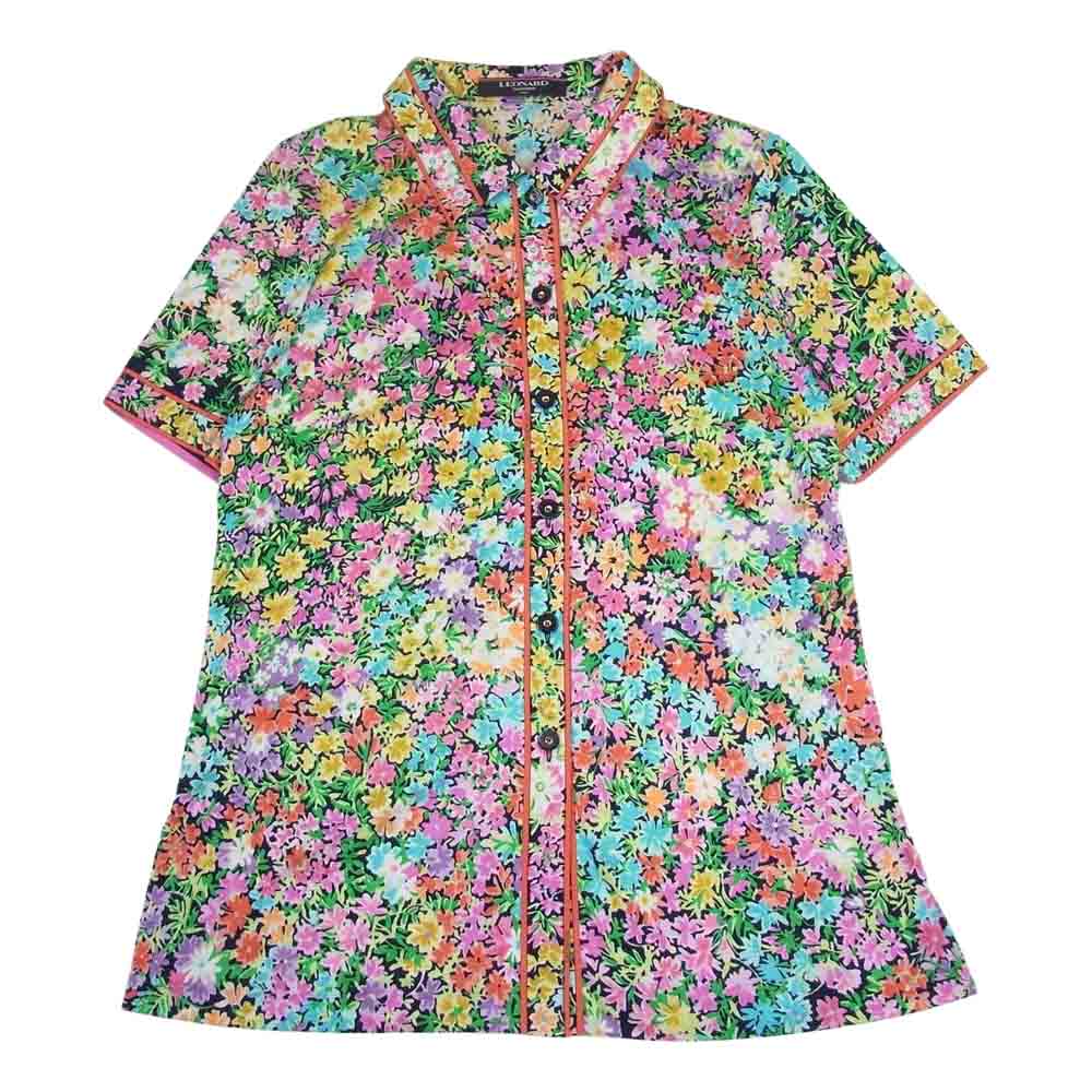 LEONARD レオナール 花柄 パイピング ブラウス  マルチカラー系 L【美品】【中古】