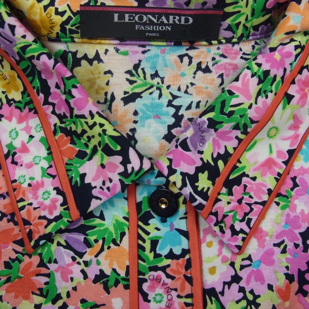 LEONARD レオナール 花柄 パイピング ブラウス  マルチカラー系 L【美品】【中古】