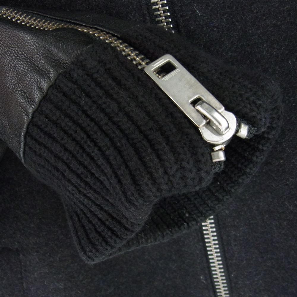 DIESEL ディーゼル レザー切替え ジャケット ブラック系 XL【中古】