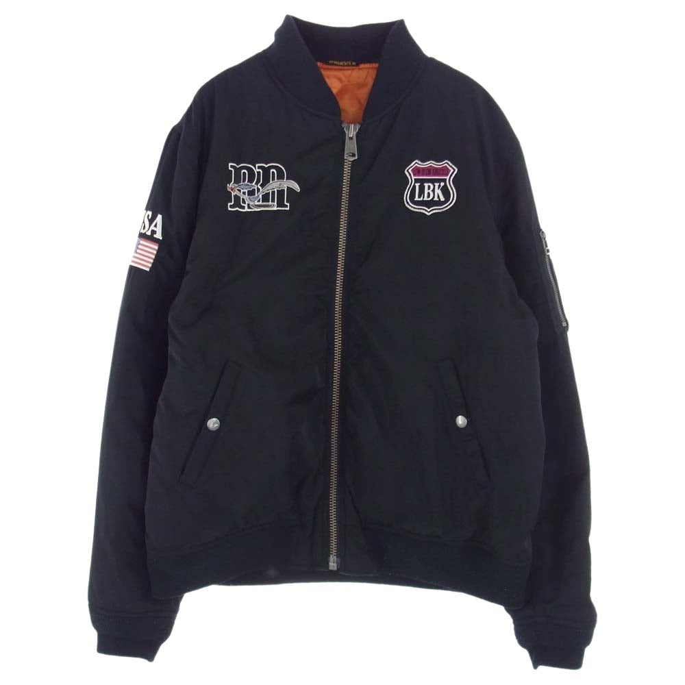 ローブローナックル 595404 × LOONEY TUNES ルーニー・テューンズ ロードランナー MA-1 フライト ジャケット ブラック系 XL【中古】