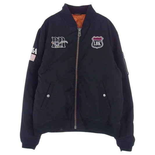 ローブローナックル 595404 × LOONEY TUNES ルーニー・テューンズ ロードランナー MA-1 フライト ジャケット ブラック系 XL【中古】