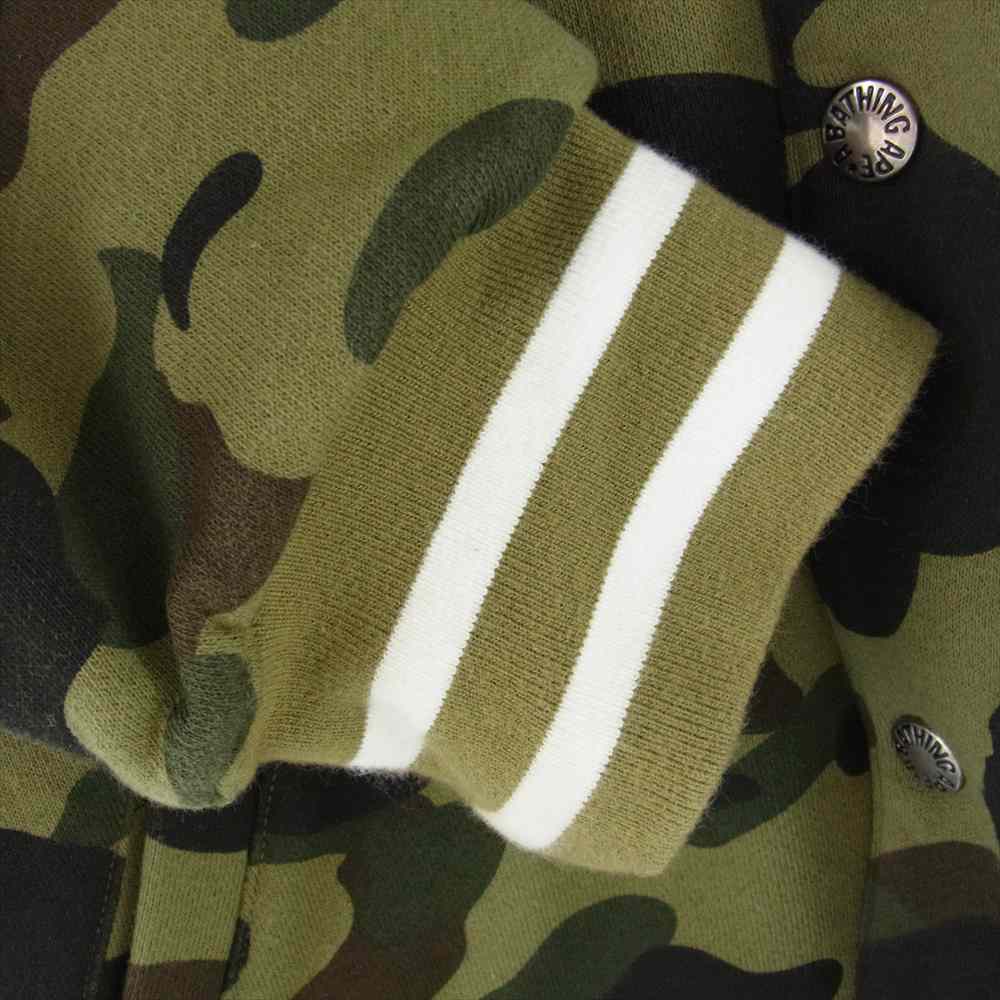 A BATHING APE アベイシングエイプ 001LJD301003X Bワッペン 猿迷彩 スウェット スタジャン カモフラ グリーンカモ カーキ系 L【中古】