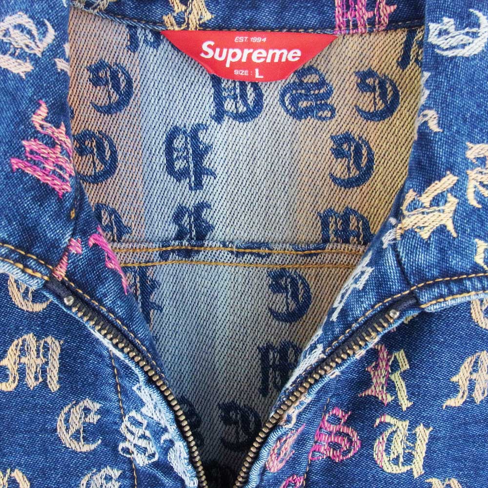 Supreme シュプリーム 22SS Gradient Jacquard Denim Work Jacket グラディエント ジャカード デニム ワーク ジャケット インディゴブルー系 マルチカラー系 L【中古】