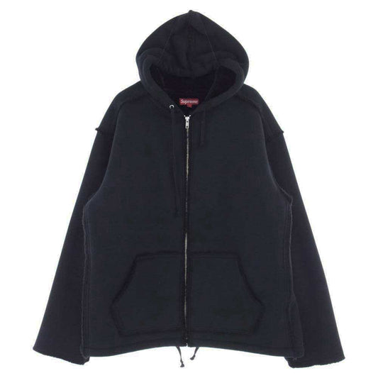 Supreme シュプリーム 21AW FAUX SHEARLING HOODED JACKET ファーフード ジップアップ ジャケット ブラック系 L【中古】