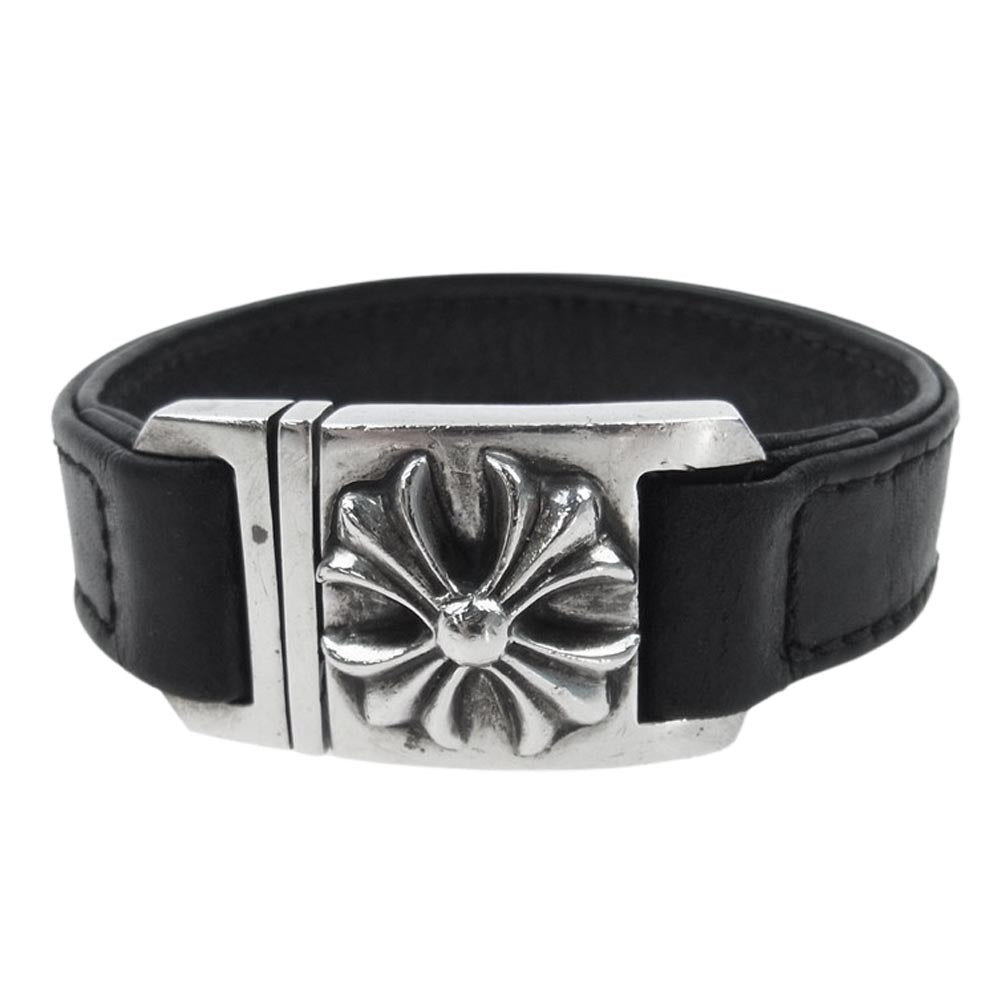CHROME HEARTS クロムハーツ（原本有） HARNESS CLASP ハーネス クラスプ レザー ブレスレット ブラック系 シルバー系【中古】