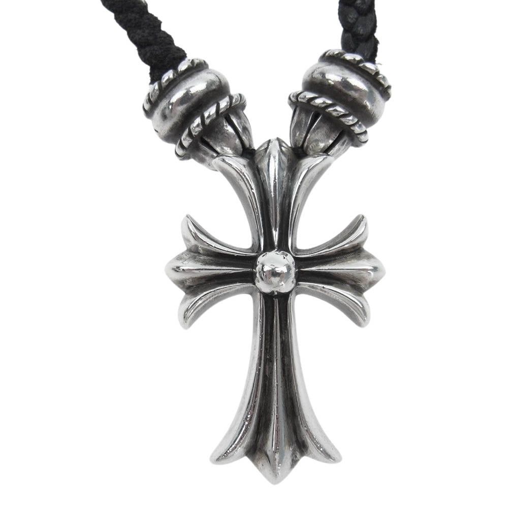 CHROME HEARTS クロムハーツ（原本有） スモール CHクロス クリンプト ネックレス ブラック系 シルバー系【中古】