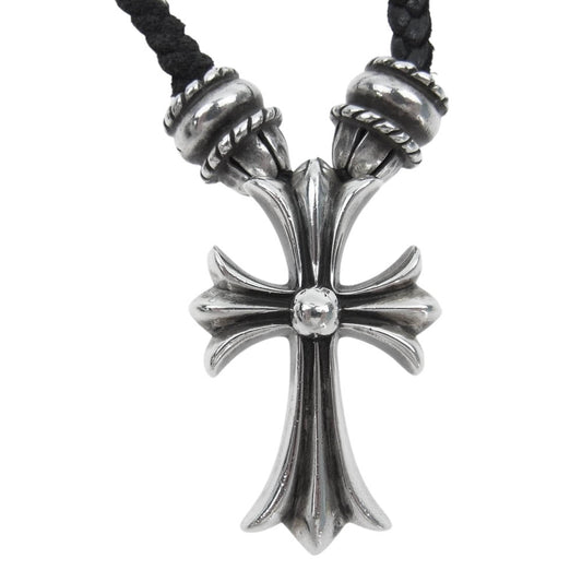 CHROME HEARTS クロムハーツ（原本有） スモール CHクロス クリンプト ネックレス ブラック系 シルバー系【中古】