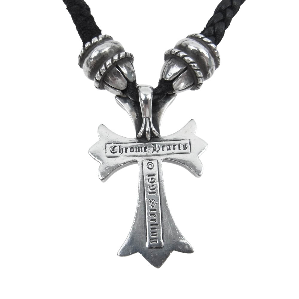 CHROME HEARTS クロムハーツ（原本有） スモール CHクロス クリンプト ネックレス ブラック系 シルバー系【中古】