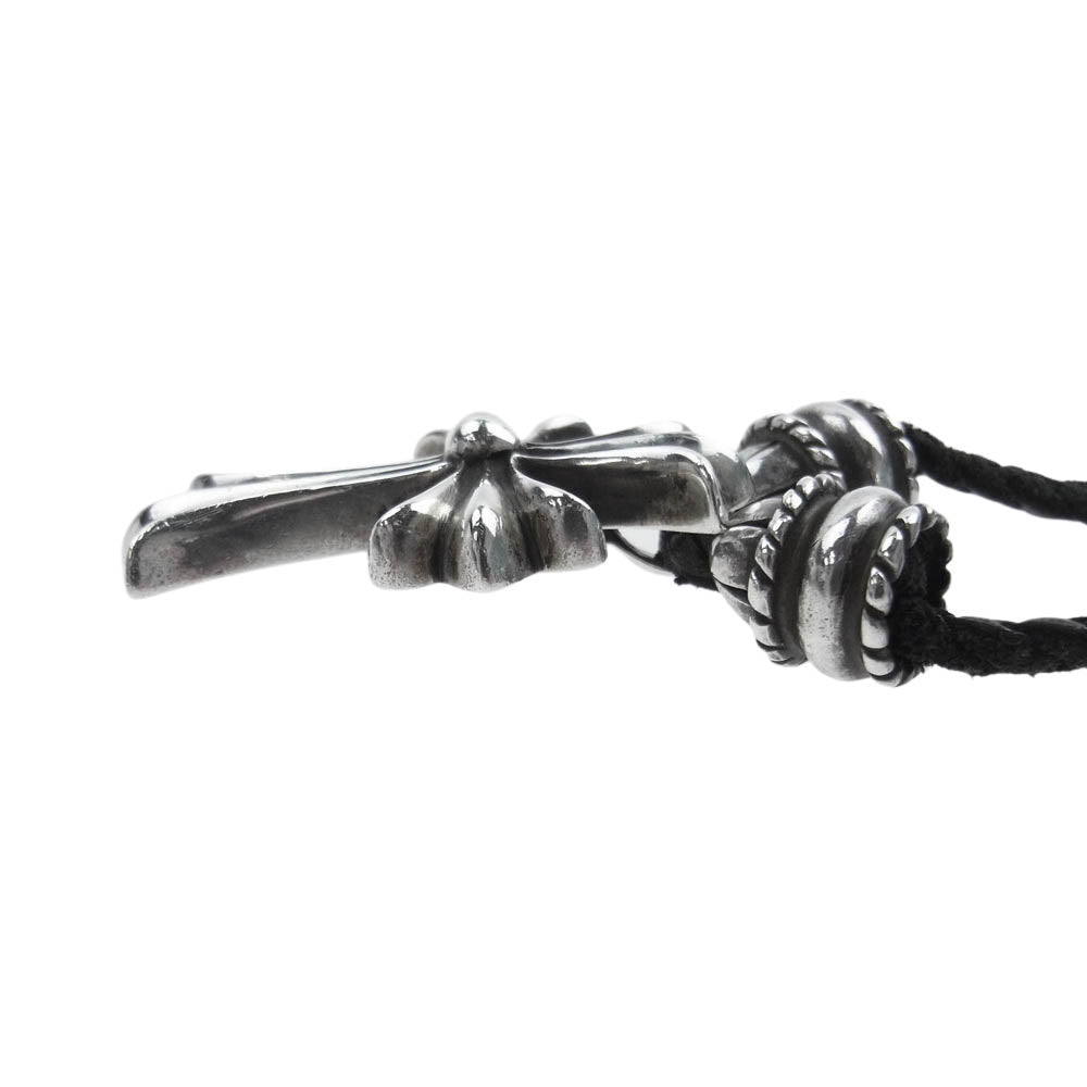 CHROME HEARTS クロムハーツ（原本有） スモール CHクロス クリンプト ネックレス ブラック系 シルバー系【中古】