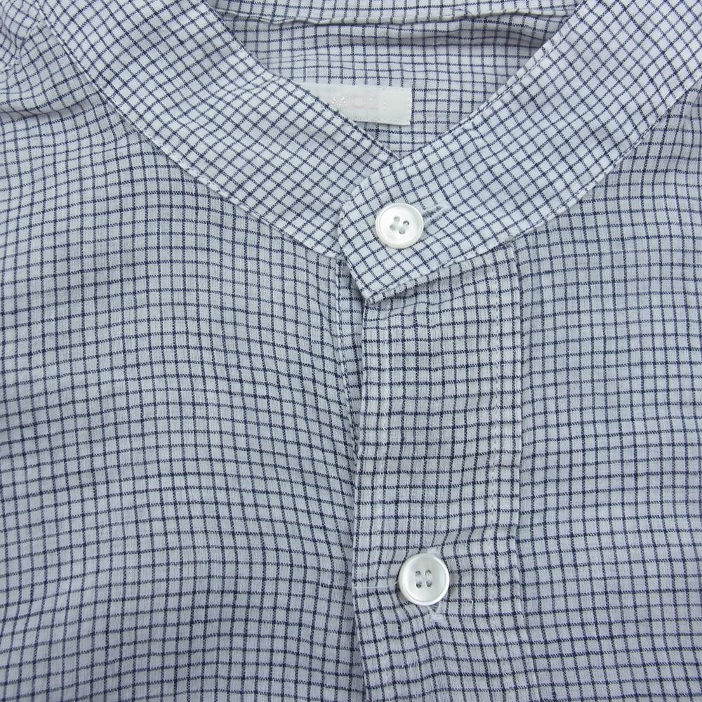 COMOLI コモリ 23SS X01-02012 KHADI コットン プルオーバー チェック 長袖 シャツ  グレー系 2【美品】【中古】