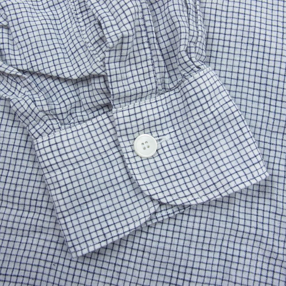 COMOLI コモリ 23SS X01-02012 KHADI コットン プルオーバー チェック 長袖 シャツ  グレー系 2【美品】【中古】