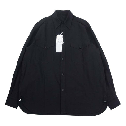 COMOLI コモリ 22AW W03-02013 ウール モールスキン ワーク 長袖 シャツ ネイビー系 2【新古品】【未使用】【中古】