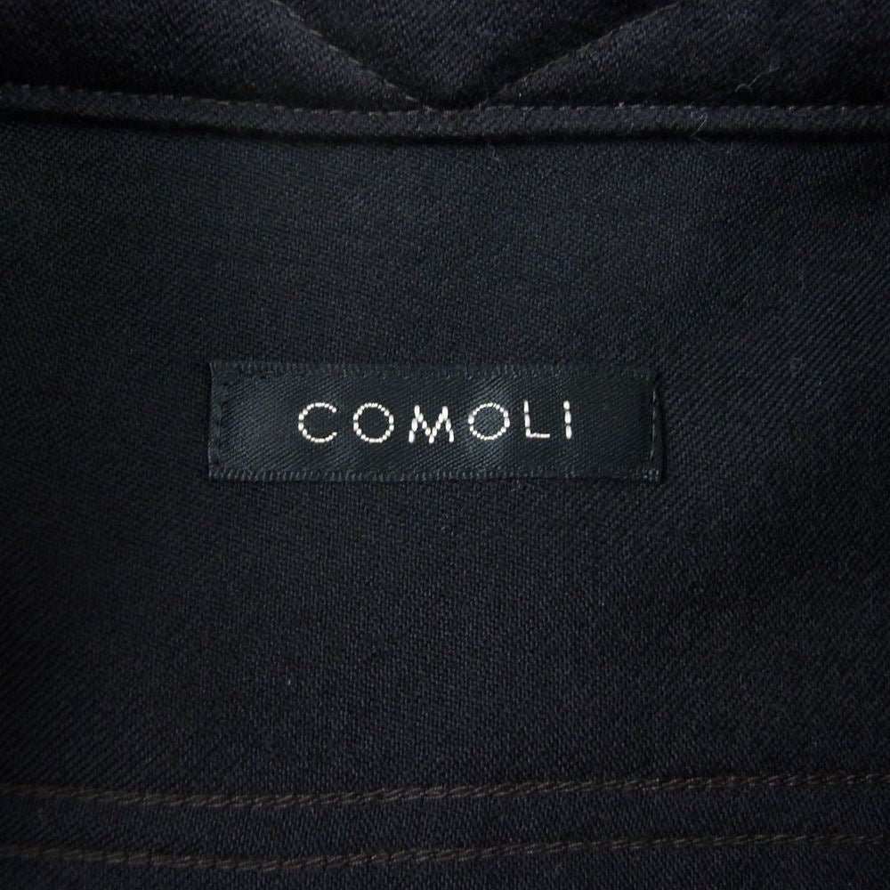 COMOLI コモリ 22AW W03-02013 ウール モールスキン ワーク 長袖 シャツ ネイビー系 2【新古品】【未使用】【中古】