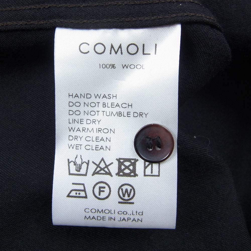 COMOLI コモリ 22AW W03-02013 ウール モールスキン ワーク 長袖 シャツ ネイビー系 2【新古品】【未使用】【中古】