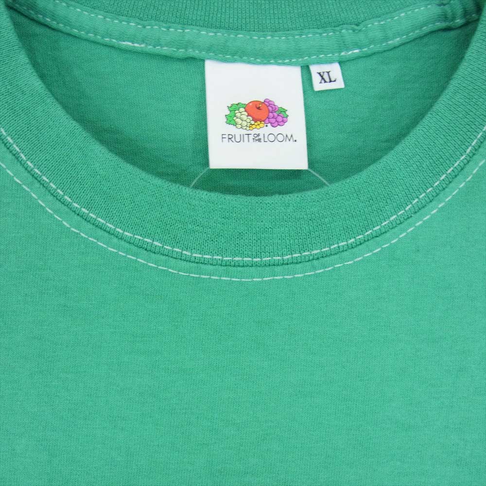 BRU NA BOINNE ブルーナボイン 23SS KB-027-14 × FRUIT OF THE LOOM フルーツオブザルーム 子煩悩レスラー プリント 半袖 Tシャツ グリーン系 XL【中古】