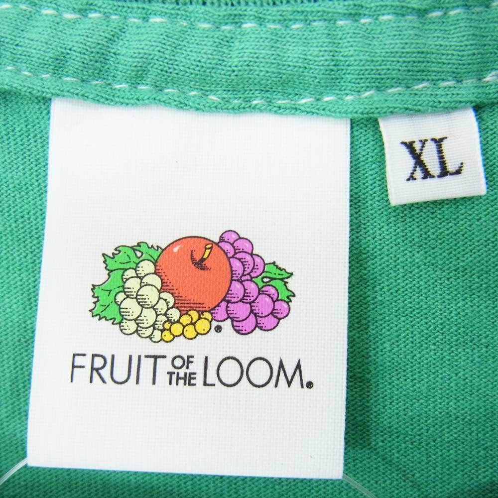 BRU NA BOINNE ブルーナボイン 23SS KB-027-14 × FRUIT OF THE LOOM フルーツオブザルーム 子煩悩レスラー プリント 半袖 Tシャツ グリーン系 XL【中古】