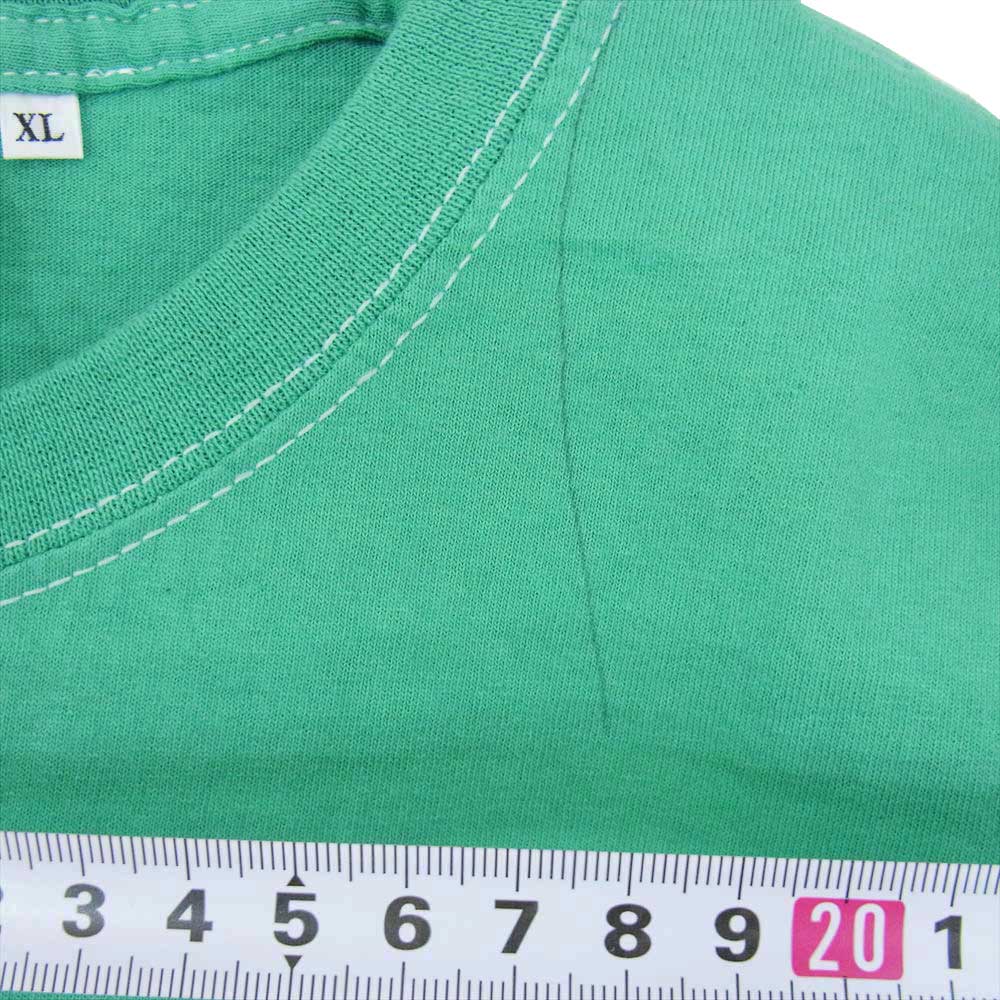 BRU NA BOINNE ブルーナボイン 23SS KB-027-14 × FRUIT OF THE LOOM フルーツオブザルーム 子煩悩レスラー プリント 半袖 Tシャツ グリーン系 XL【中古】