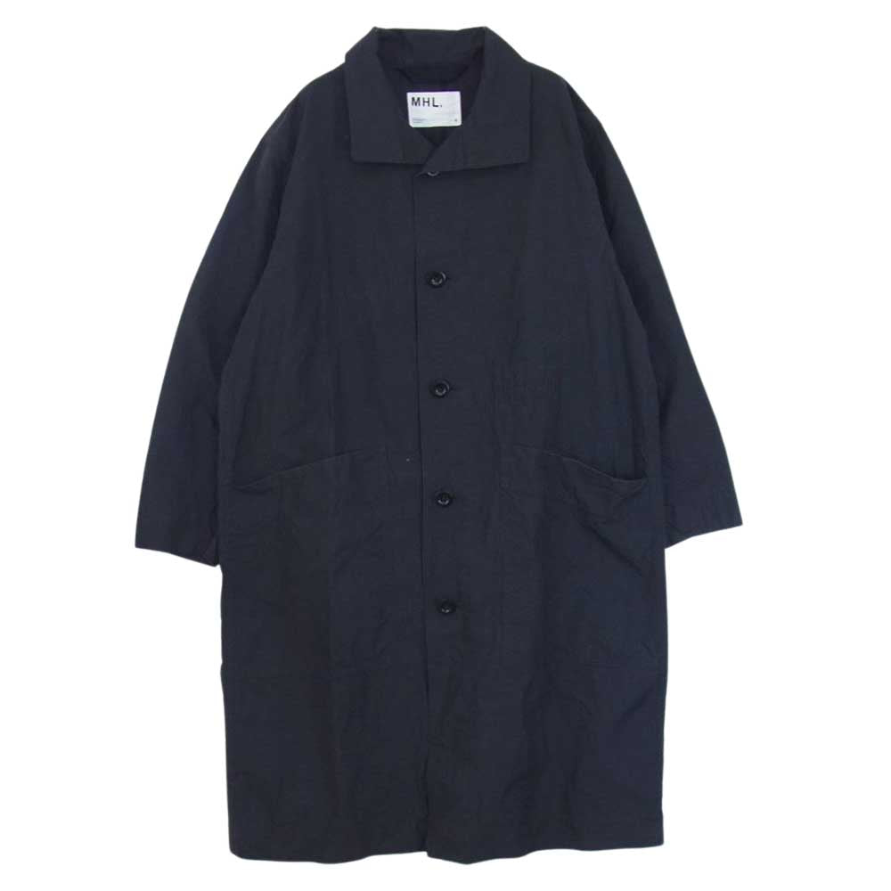 MARGARET HOWELL マーガレットハウエル 596-2110502 MHL. PROOFED COTTON POPLIN ステンカラー ロング コート ネイビー系 S【中古】