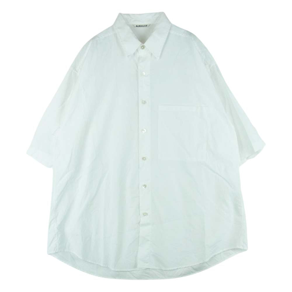 AURALEE オーラリー 23SS A23SS03TN WASHED FINX TWILL BIG HALF SLEEVEDSHIRT ウォッシュド ツイル ビッグ 半袖 シャツ ホワイト系 4【中古】