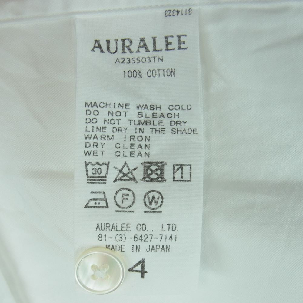 AURALEE オーラリー 23SS A23SS03TN WASHED FINX TWILL BIG HALF SLEEVEDSHIRT ウォッシュド ツイル ビッグ 半袖 シャツ ホワイト系 4【中古】
