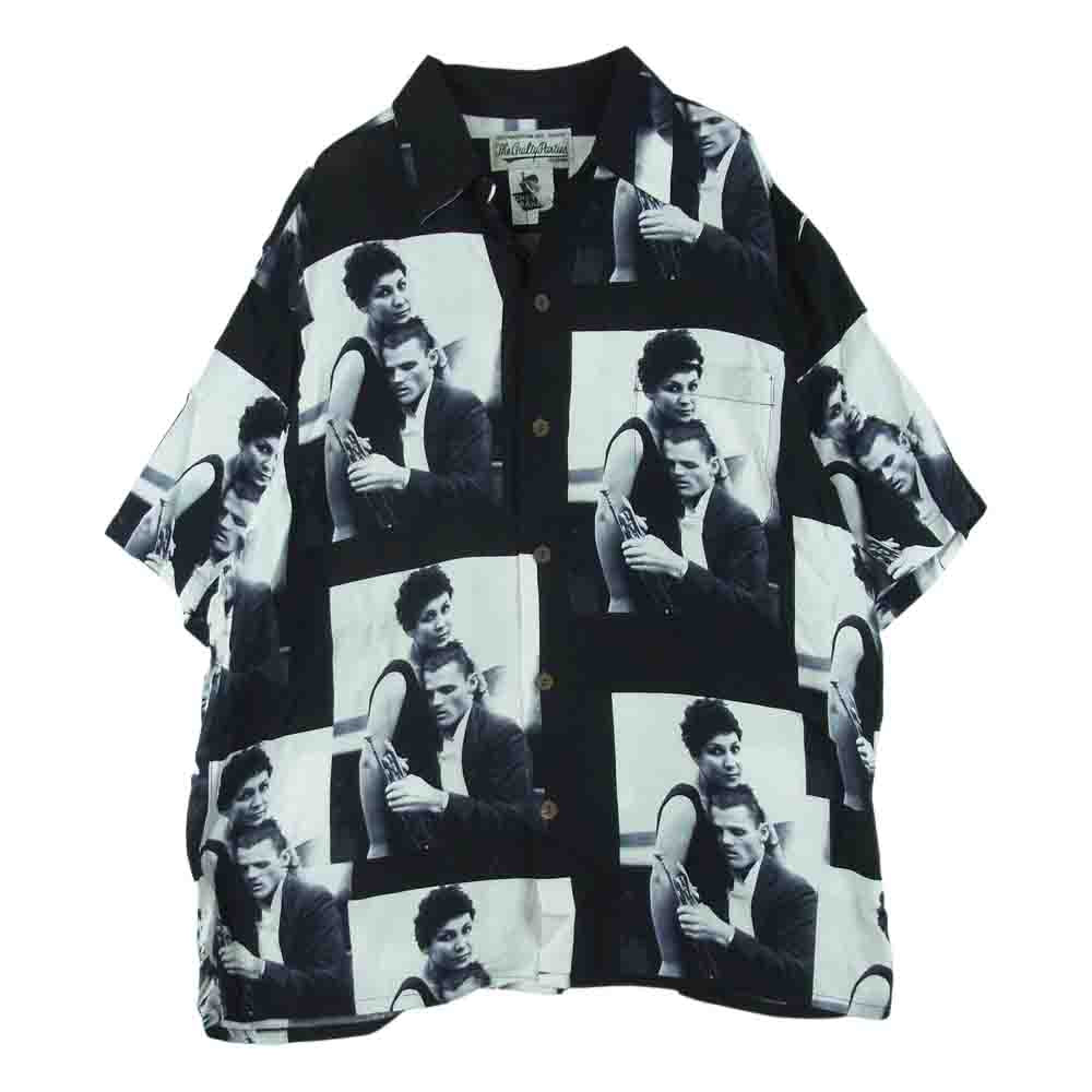 WACKO MARIA ワコマリア 22SS CHET BAKER HAWAIIAN SHIRT S/S TYPE-2 チェット ベイカー ハワイアン 半袖 シャツ ブラック系 ホワイト系 M【中古】