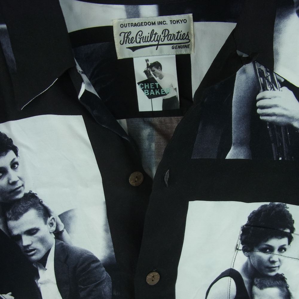 WACKO MARIA ワコマリア 22SS CHET BAKER HAWAIIAN SHIRT S/S TYPE-2 チェット ベイカー ハワイアン 半袖 シャツ ブラック系 ホワイト系 M【中古】