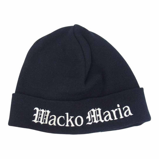 WACKO MARIA ワコマリア 23SS 23SS-WMA-CP03 KNIT WATCH CAP TYPE-2 ロゴ 刺繍 ワッチ キャップ ニット帽 ビーニー ブラック系【中古】