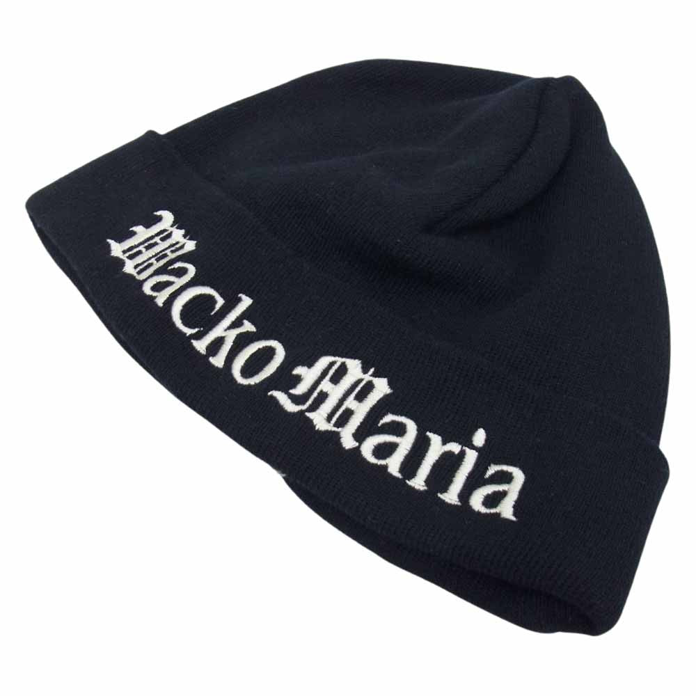 WACKO MARIA ワコマリア 23SS 23SS-WMA-CP03 KNIT WATCH CAP TYPE-2 ロゴ 刺繍 ワッチ キャップ ニット帽 ビーニー ブラック系【中古】