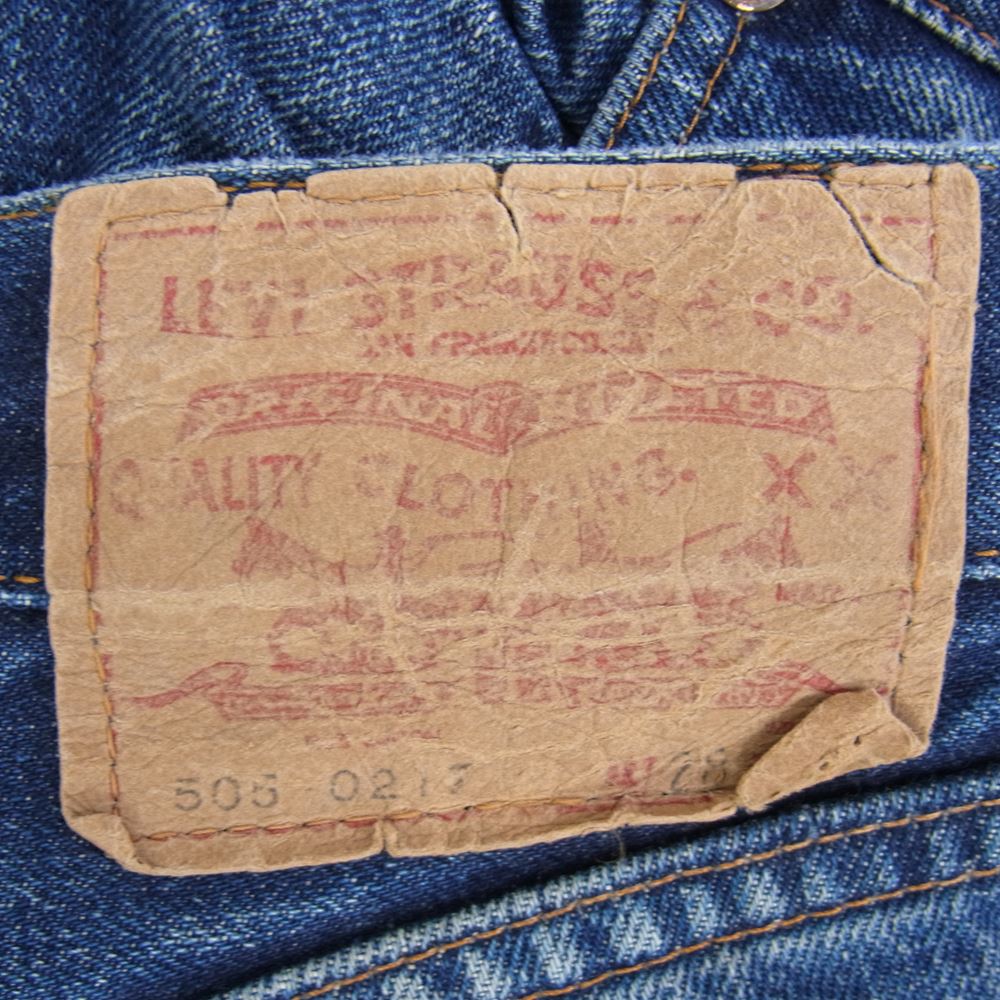 Levi's リーバイス ヴィンテージ オリジナル 505 BIG E 刻印4 TALON42 紙パッチ有 裾チェーンステッチ オリジナル デニム パンツ  インディゴブルー系 28【中古】