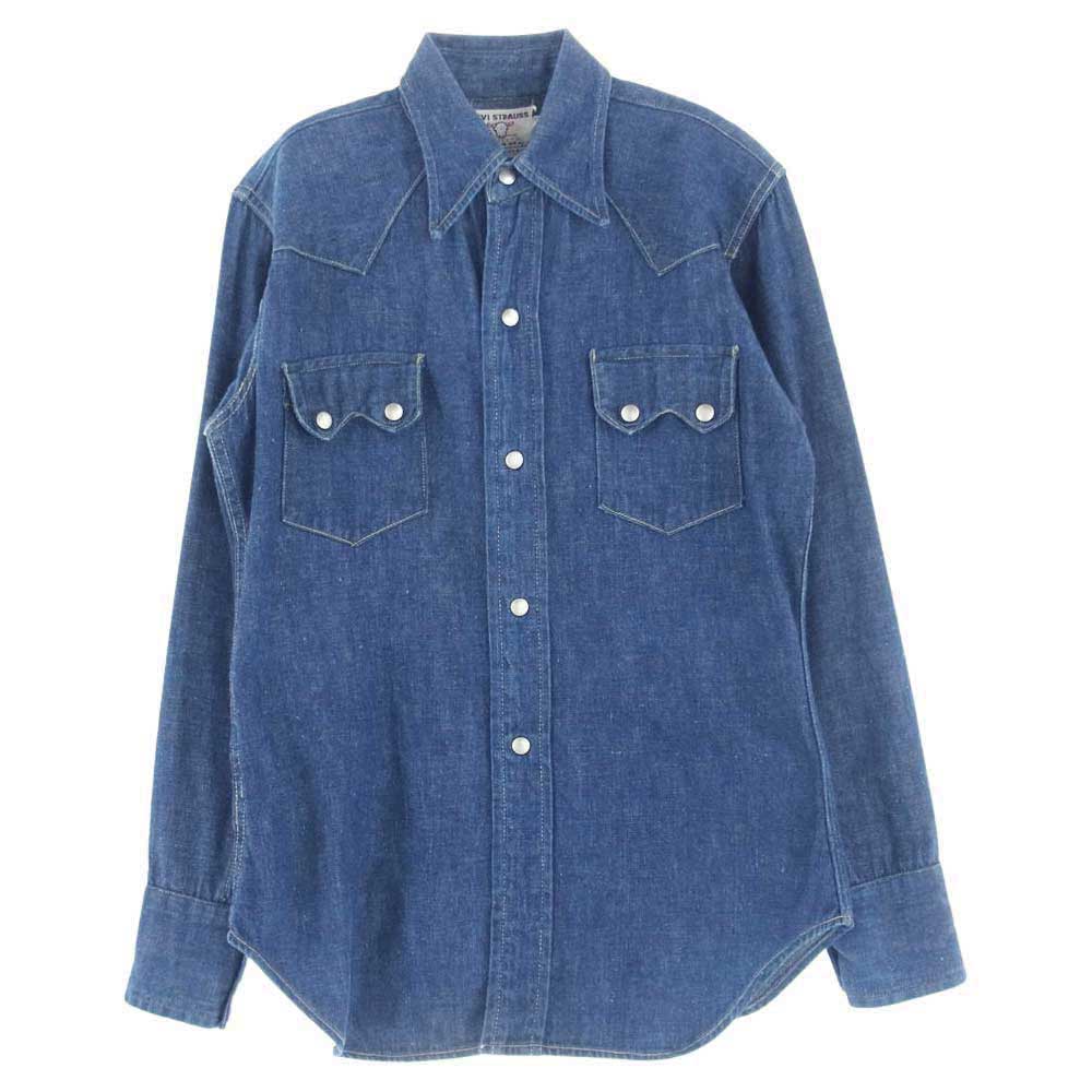 Levi's リーバイス ヴィンテージ オリジナル ショートホーン ソートゥース  メタルボタン デニム ウエスタン シャツ インディゴブルー系【中古】