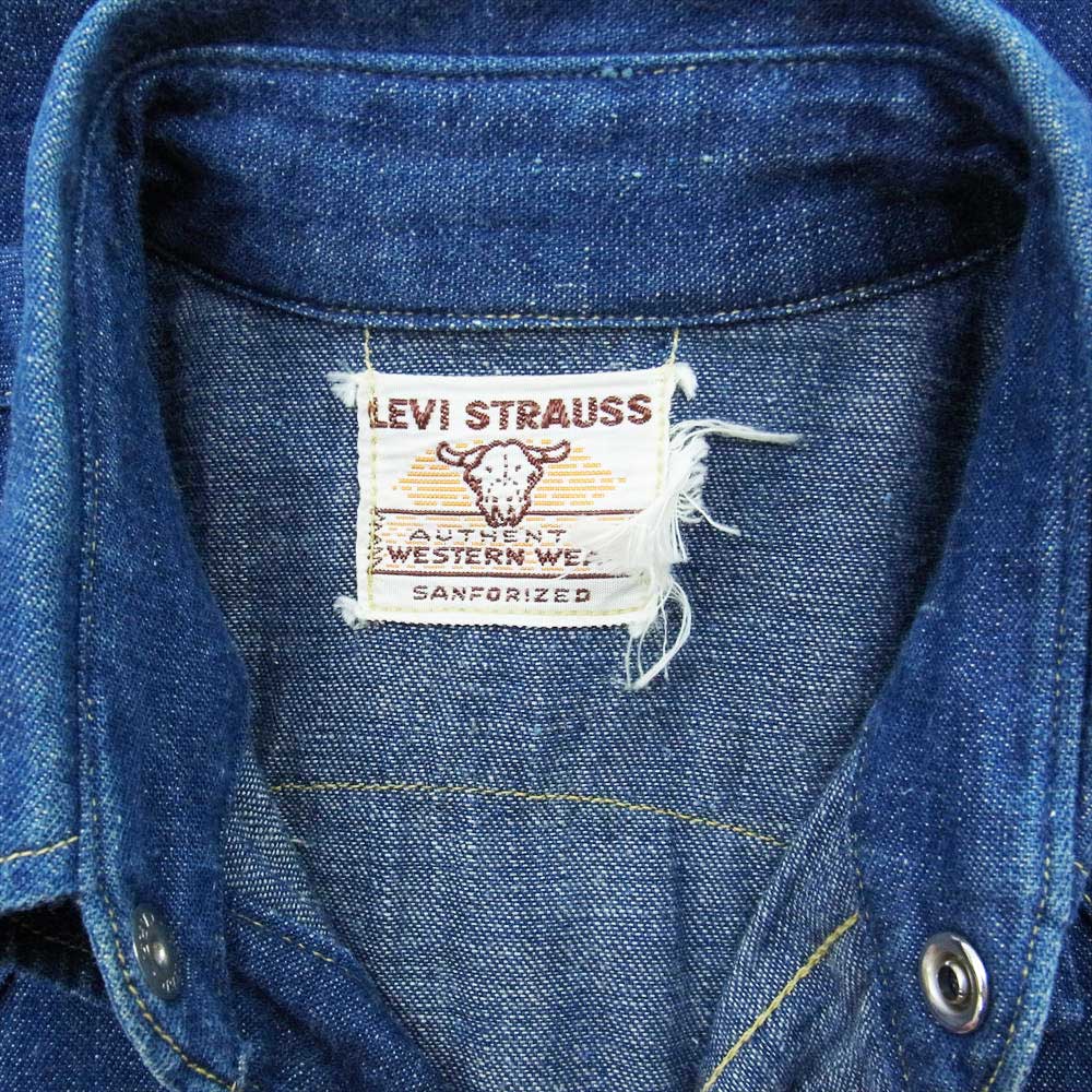 Levi's リーバイス ヴィンテージ オリジナル ショートホーン ソートゥース  メタルボタン デニム ウエスタン シャツ インディゴブルー系【中古】