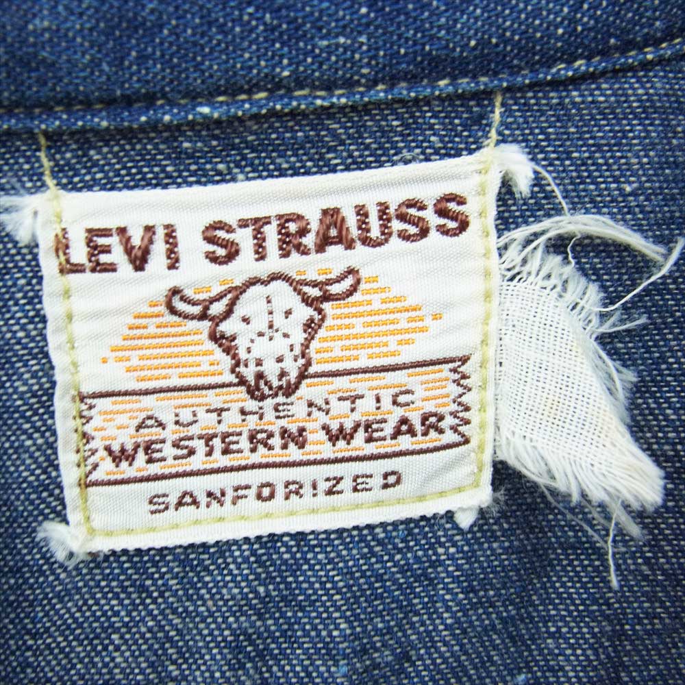 Levi's リーバイス ヴィンテージ オリジナル ショートホーン ソートゥース  メタルボタン デニム ウエスタン シャツ インディゴブルー系【中古】