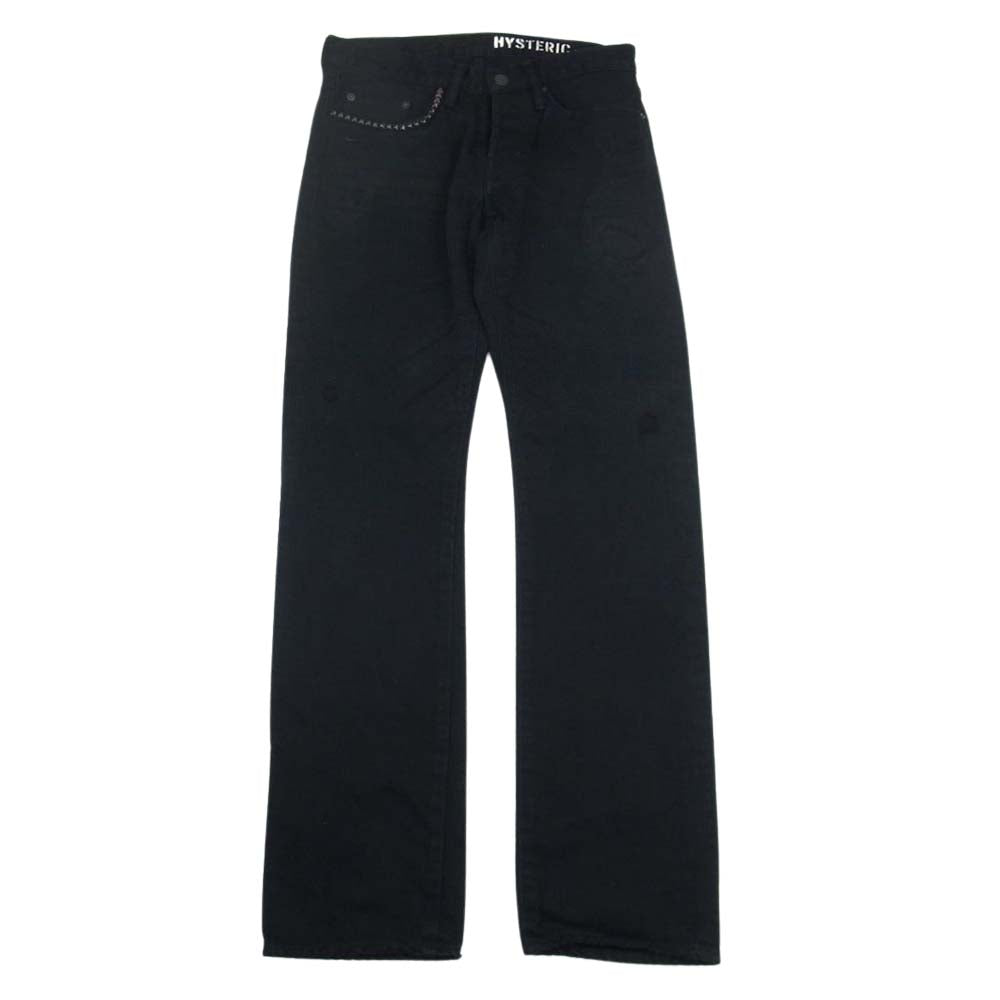 HYSTERIC GLAMOUR ヒステリックグラマー 0243AP16 CLASH加工 スタッズ デニム パンツ ブラック系 28【中古】
