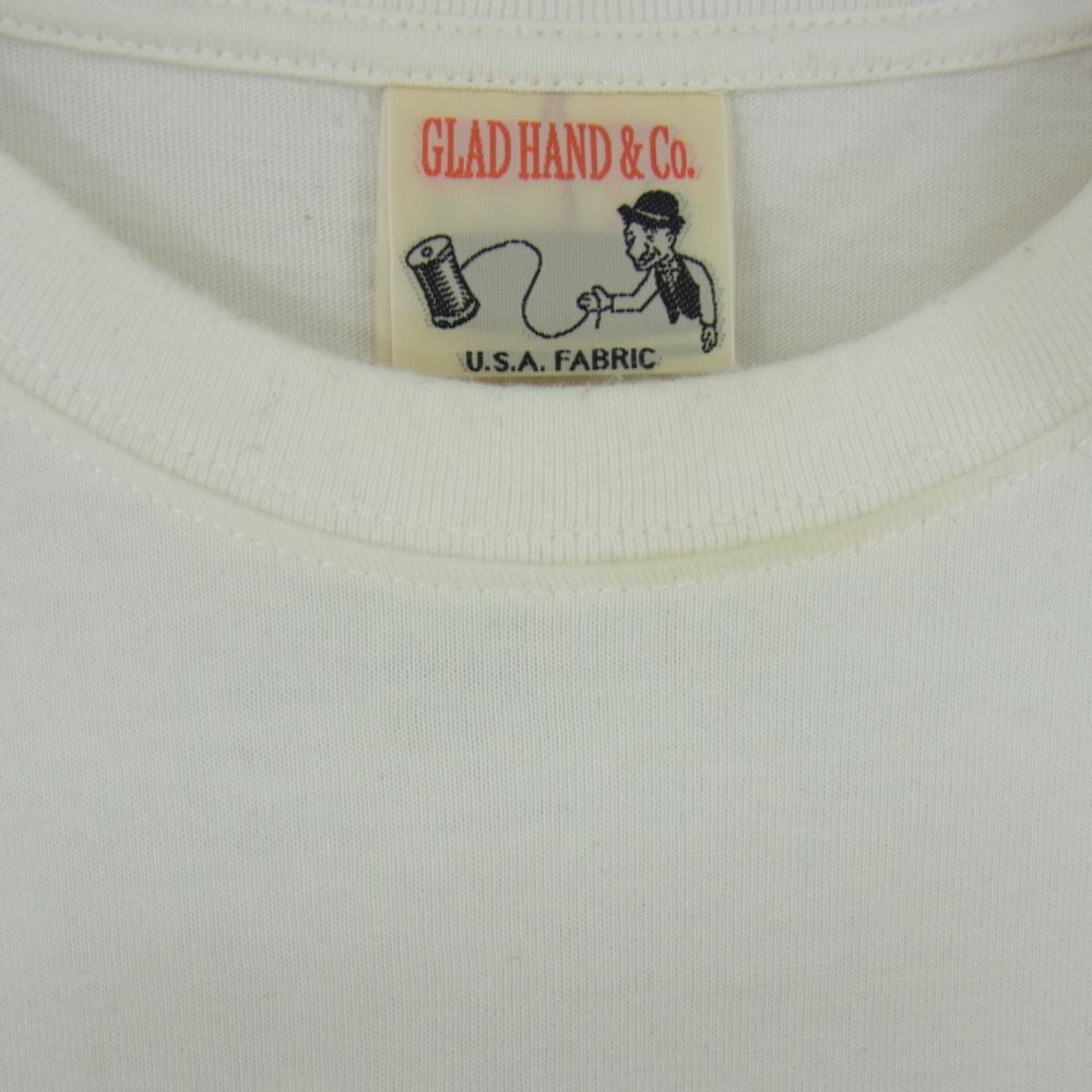 GLADHAND & Co. グラッドハンド ハート シェイクハンド ロゴ プリント 半袖 クルーネック Tシャツ ホワイト系 XL【中古】