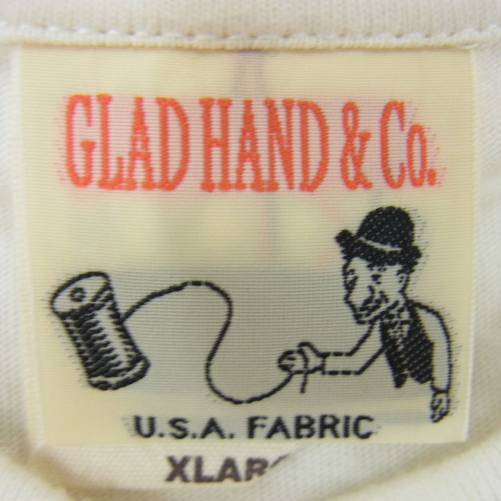 GLADHAND & Co. グラッドハンド ハート シェイクハンド ロゴ プリント 半袖 クルーネック Tシャツ ホワイト系 XL【中古】