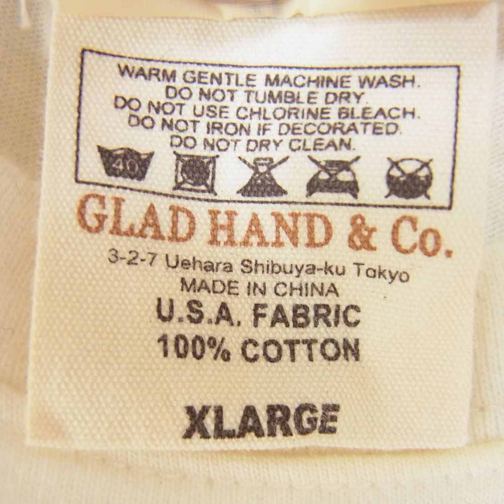 GLADHAND & Co. グラッドハンド ハート シェイクハンド ロゴ プリント 半袖 クルーネック Tシャツ ホワイト系 XL【中古】