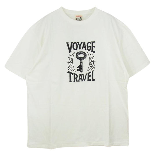 GLADHAND & Co. グラッドハンド VOYAGE TRAVEL ヴォヤージュ トラベル キー プリント 半袖 クルーネック Tシャツ ホワイト系 XL【中古】