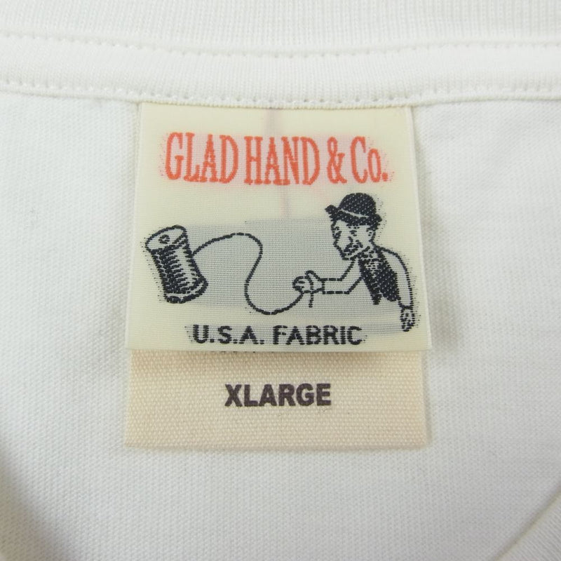 GLADHAND & Co. グラッドハンド GH OPTICIAN GET YOUR GLASSES サングラスプリント 半袖 クルーネック Tシャツ ホワイト系 XL【中古】