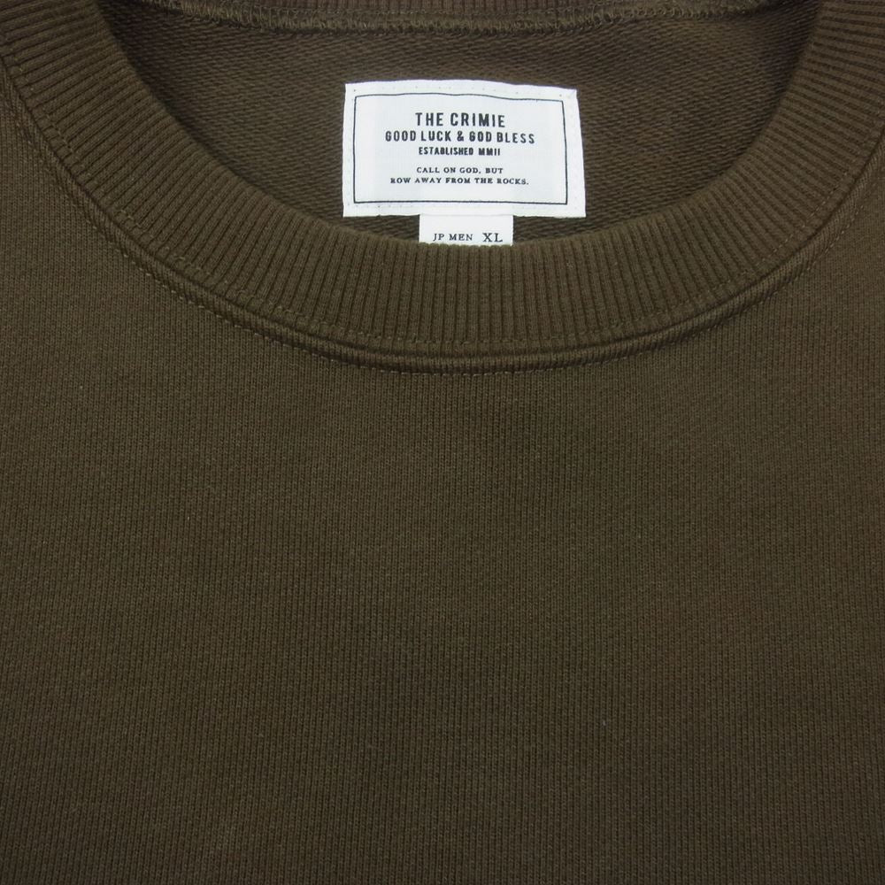 CRIMIE クライミー CR01-01K5-CL64 GLGB CREW POCKET SWEAT クルー ポケット スウェット カーキ系 XL【中古】