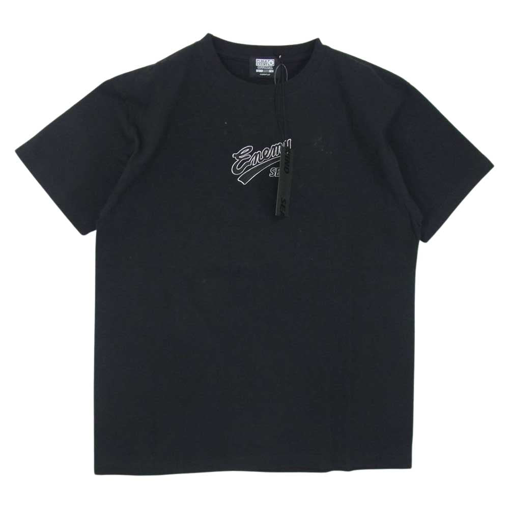 WIND AND SEA ウィンダンシー WDS-PEFTP-10 × Public Enemy パブリックエネミー ロゴ 刺繍 半袖 Tシャツ  ブラック系 L【美品】【中古】
