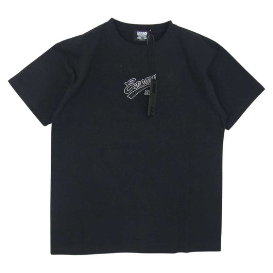 WIND AND SEA ウィンダンシー WDS-PEFTP-10 × Public Enemy パブリックエネミー ロゴ 刺繍 半袖 Tシャツ  ブラック系 L【美品】【中古】