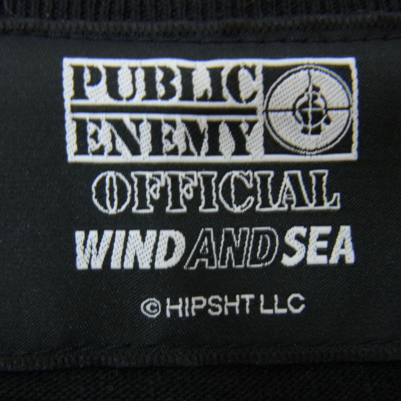 WIND AND SEA ウィンダンシー WDS-PEFTP-10 × Public Enemy パブリックエネミー ロゴ 刺繍 半袖 Tシャツ  ブラック系 L【美品】【中古】