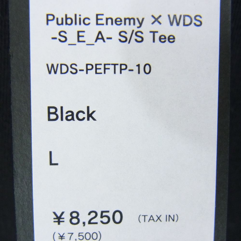 WIND AND SEA ウィンダンシー WDS-PEFTP-10 × Public Enemy パブリックエネミー ロゴ 刺繍 半袖 Tシャツ  ブラック系 L【美品】【中古】
