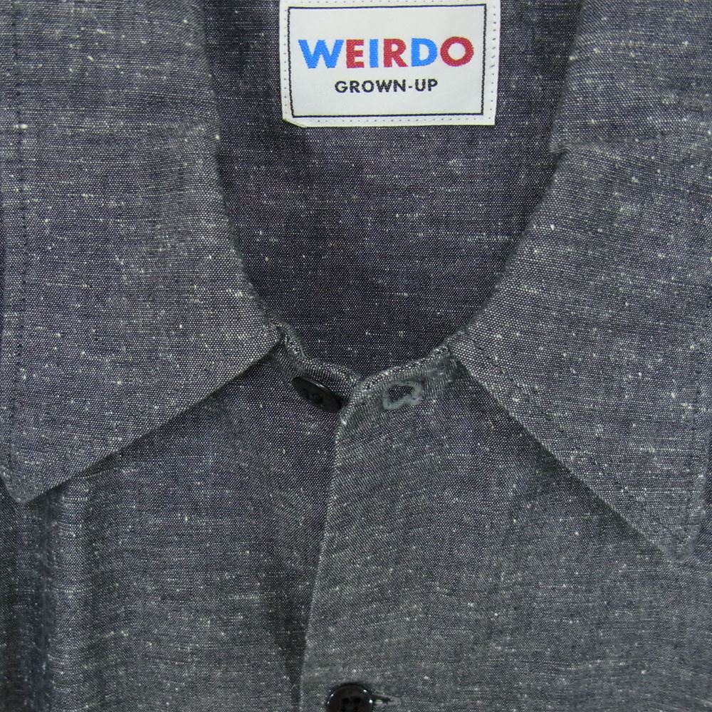 WEIRDO ウィアード 18AW WRD-18-AW-24 SHIRT PADLOCKER ぱどロッカー ステンシル ポケット プリント 長袖 シャツ グレー系 L【中古】