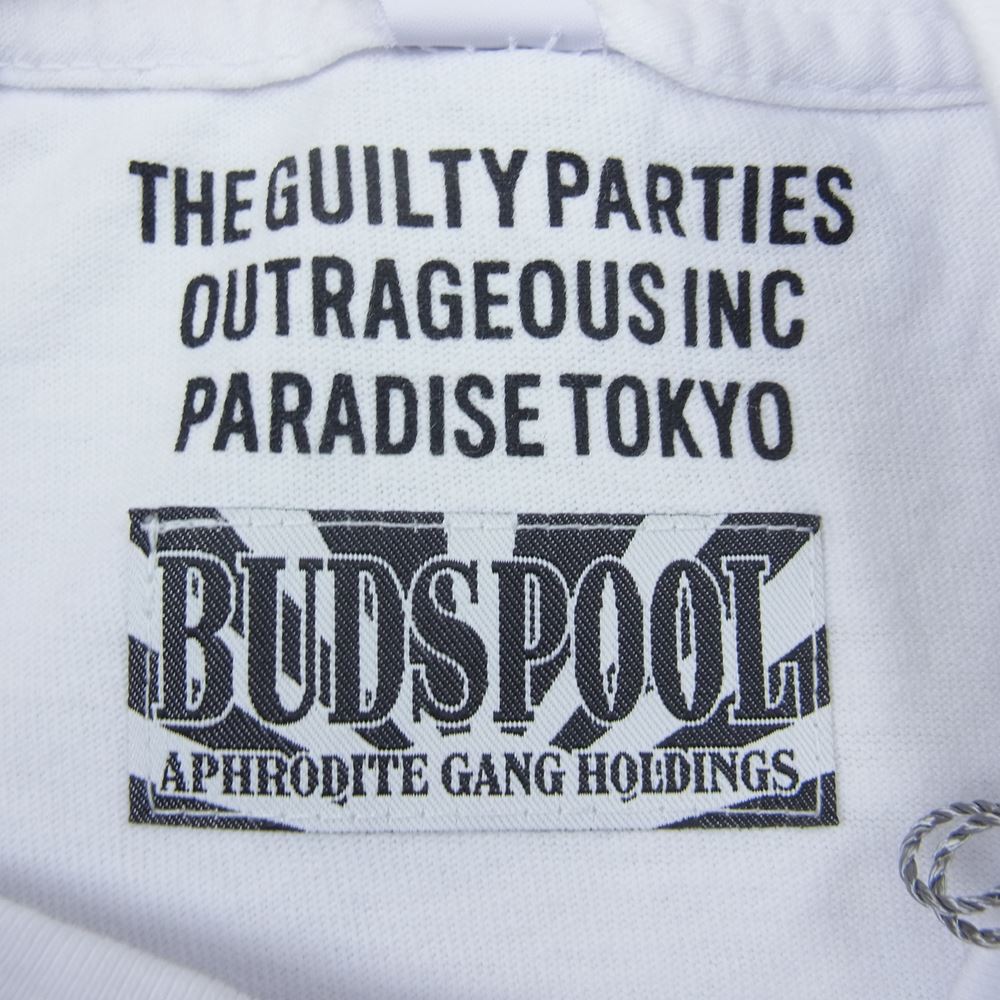 WACKO MARIA ワコマリア NMD-WM-TEE01 BUDSPOOL バッズプール CREW NECK T-SHIRT 舐達麻 クルーネック 半袖 Tシャツ ホワイト系 L【美品】【中古】